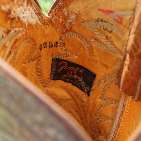 🐘 Tony Lama Tan Elephant Cowboy Boots | Men’s 10.5 D | Black Label - Picture 3 of 10